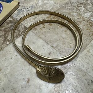 Vtg GOLD Metal SNAKE Rope STRETCH Expansion CHAIN Disco GLAM Thin WAIST Belt 29"